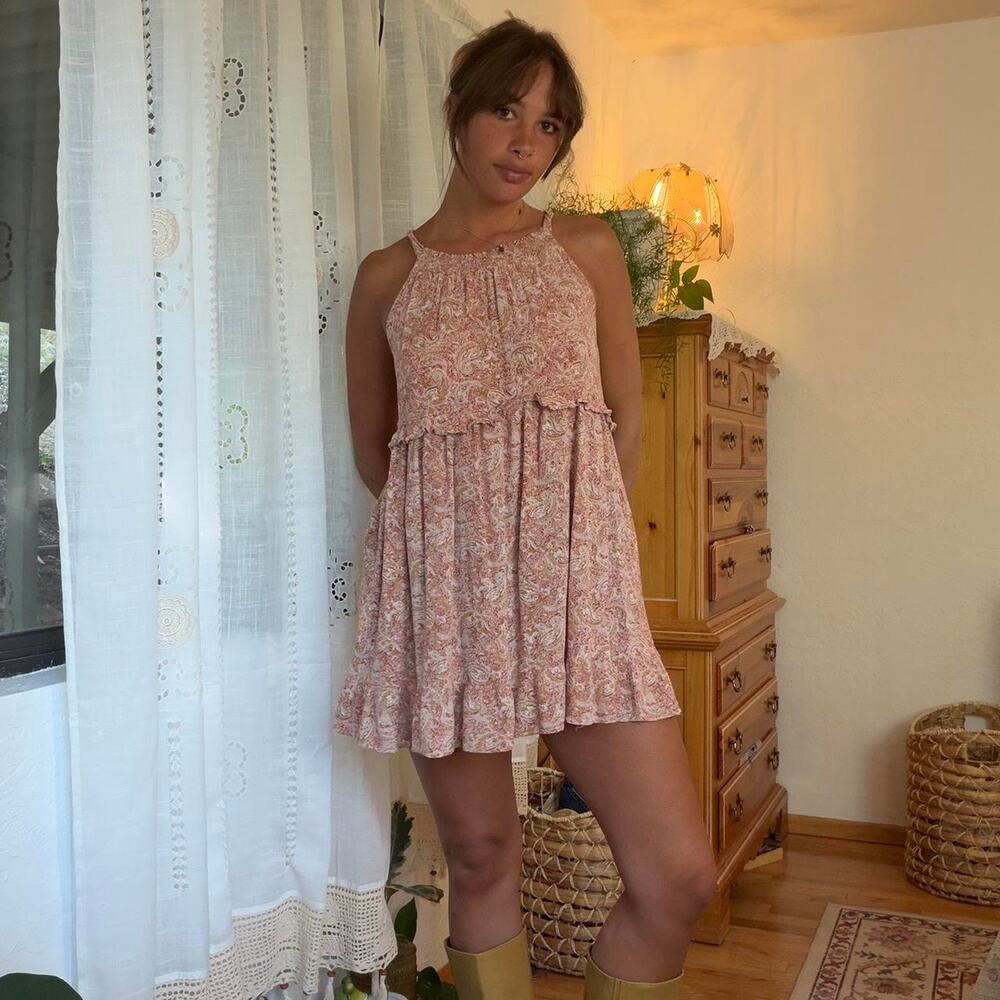 Lush pink floral mini dress